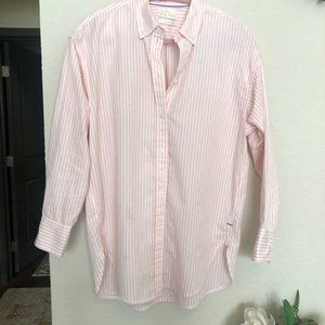 JCrew pink/white strip button down shirt, size 4 relaxed